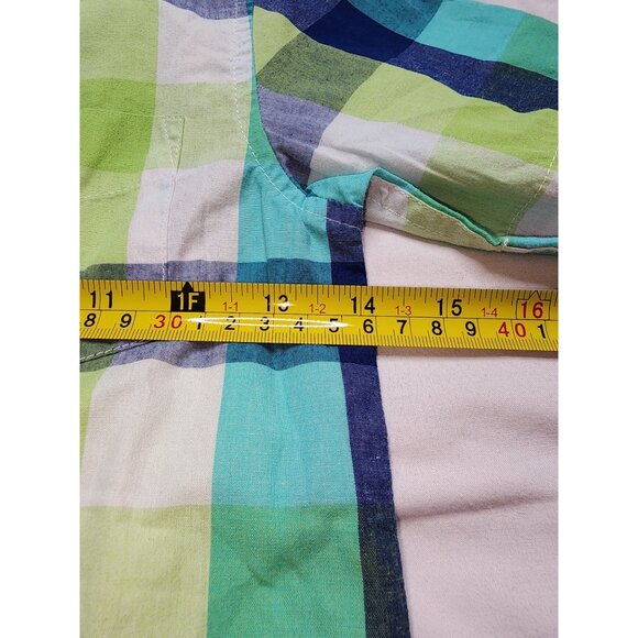 Wrangler Plaid Short Sleeve Button Down Shirt size Small (6-7) Green/Blue - Picture 5 of 6